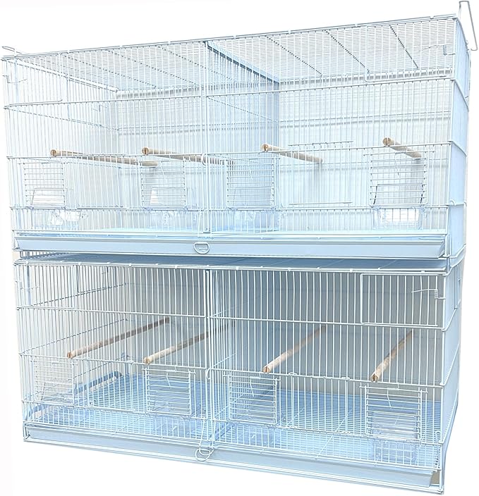 Combo: Extra Large Stack & Lock Breeder Bird Flight Cage Breeding Side Nest Box Door Removable Center Divider