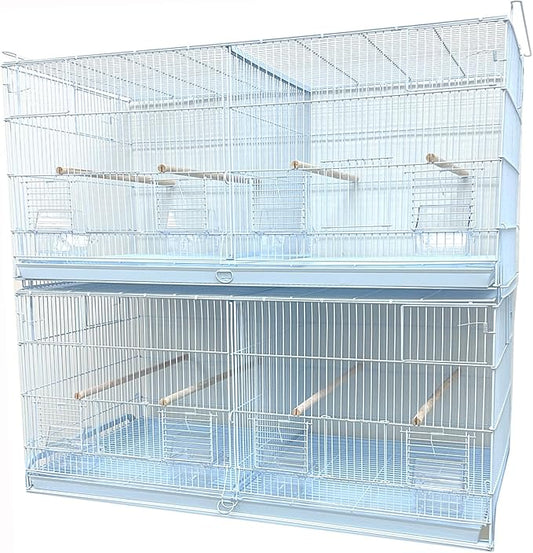 Combo: Extra Large Stack & Lock Breeder Bird Flight Cage Breeding Side Nest Box Door Removable Center Divider