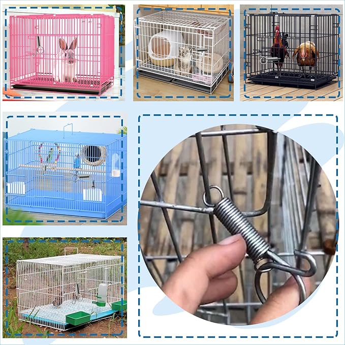 Pet Cage Door Latch Spring Hook - 20 Pack Heavy Duty Spring Loaded Dog Crate Lock, Galvanized Steel Chicken Coop Latches for Rabbit Hutch, Bird Cage, Wire Mesh Enclosures