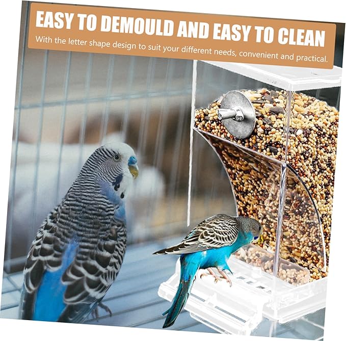 Milisten Automatic Bird Cage Feeder for Parrots Transparent Acrylic Pet Bird Food Dispenser No Spill Design for Parakeets Cockatiels and Lovebirds Birdhouse Feeder for Wild