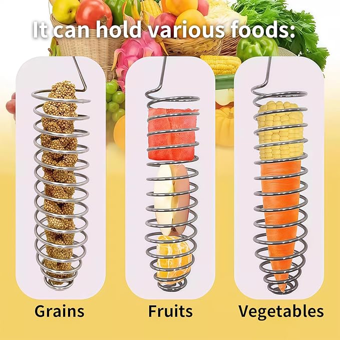 1 Pack Small Bird Millet Spray Holder & Snack Feeder - Hanging Parrot Treat Stand with Cuttlebone & Mineral Block for Beak Exercise, Metal Cage Accessories for Small Parrots & Parakeets Gifts
