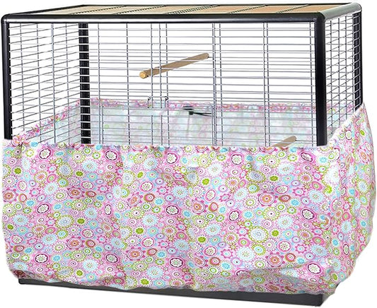 tinkare Large Adjustable Bird Cage Skirt Seed Catcher Birdcage Cover Seed Feather Catcher Bird Cage Guard with Adjustable Elastic Drawstring for Round Square Cage Fabric Design