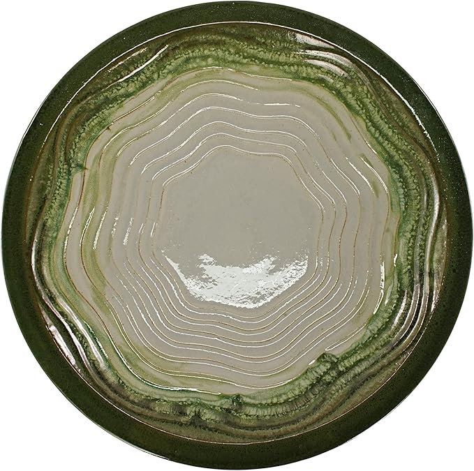 Ceramic Bird Bath for Outdoors, 18" H Weather-Resistant Birdbath for Garden Bird Watching, Pedestal Glazed Birdbaths, Grass Green