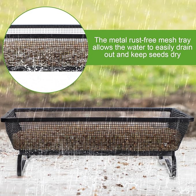 4 Pcs Ground Bird Feeder Tray 6.9 x 6.9 x 2.2 Inches, Metal Platform Mesh Seed Tray for Bird Feeders, Great Attracting Garden Yard Decoration for Wild Birds Squirrels Dove