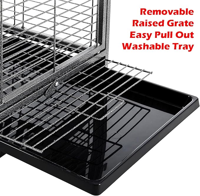 Portable and Durable Heavy Duty Travel Vet Bird Parrot Carrier Play Stand Perch Cage Feeding Bowl Stand with Handle and Accessories Prevent Beaks Out Include Cage Cover