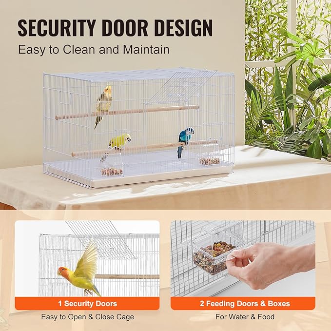 VEVOR 30-inch Flight Bird Cage, Stackable Bird Cage for Small Parrots Canaries Cockatiels Lovebirds Finches Budgies Conures Macaws Pet Travel Birdcage with Handle and Perches