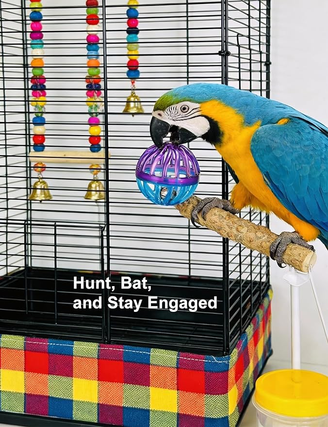 12 Pack Bird Toys, Colorful Bell Balls and Rattles for Small and Medium Parrots, Parakeets and Cockatiels
