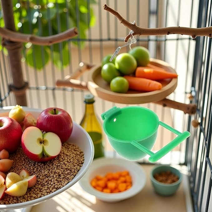 Green Parrot Feeder Bird Parrot Feeder Fruit Egg Container Holder Cage Hanging Pet Bird Supplies Creative and Exquisite Workmanship