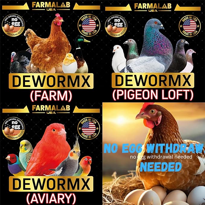 Farmalab Natural Dewormer Internal & External 100 Tabs Poultry - Vitamin for Poultry Rooster Hen Chicken Baby Chick Doves Pigeons and All Caged Birds (All Caged Birds)