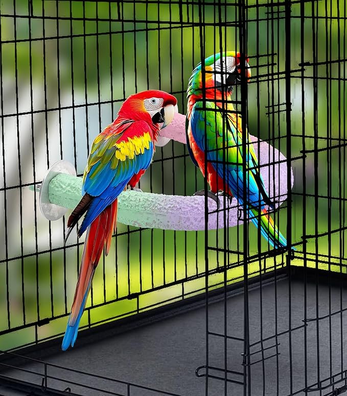 U Shape Parrot Perch Cage for 4cm Large Pad Fits Horizontal Vertical Bars Washable Bird perches Washable Colorfast Resin Perch for Budgies, Cockatiels to Trim Nails Beak Naturally