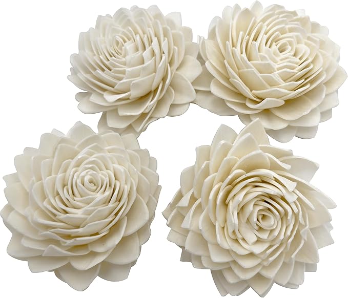 5176 Pk4 Sola Shred Lotus - Handmade Sola Wood Bird Foot Toys, Shreddable Lightweight Flowers, Easy for Small Pets to Manipulate, Stick Treats Inside, Great Foraging Toys