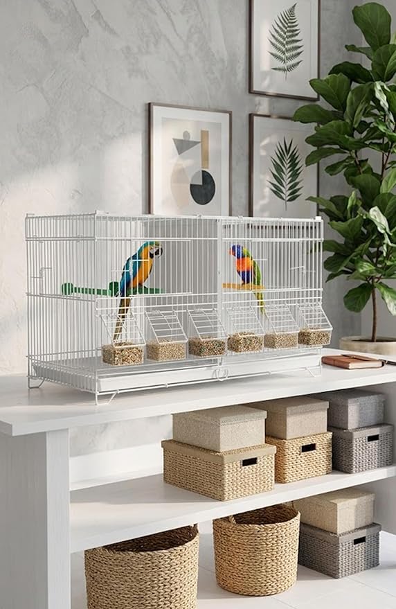 Garvee Bird Cage, 23''L Stackable Breeding Bird Cage, Divided Breeder Cage w/Individual Removeble Tray, Application for Conure,Macaw,Budgie,Cockatiel,Lovebirds,Parakeet