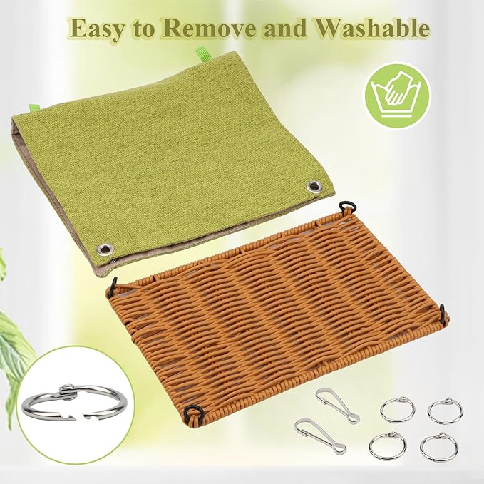 Hypeety Bird Nest Parakeet Tent for Cage Cozy Warm Bird Bed Hut Hideaway with Hanging Hook Washable Bird Cage Accessories Soft Snuggle Nest for Cockatiel Lovebird Conure Budgie Habitat (Green, L)