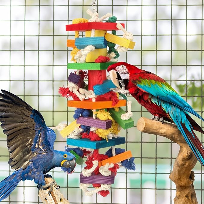 Extra Large Bird Parrot Toys for Macaws, African Greys, Amazons – Durable Parrot Chew Toy for Large Birds