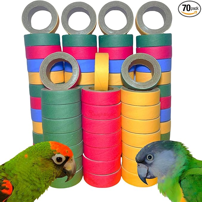 70 Pcs Chew Bagels Bird Toys for Parrots Durable Cardboard BrioChew 0.3in“ Thick Chewing Shredding Foraging Foot for Medium & Large Parrot Amazons Mini Macaws African Greys Cockatoos Eclectus Senegal