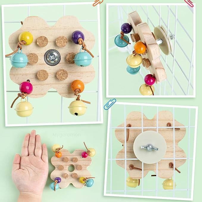 Mygeromon Bird Toys for Parakeets Interactive Spinning Bells Toy for Parrot Budgie Lovebird Cage Accessories