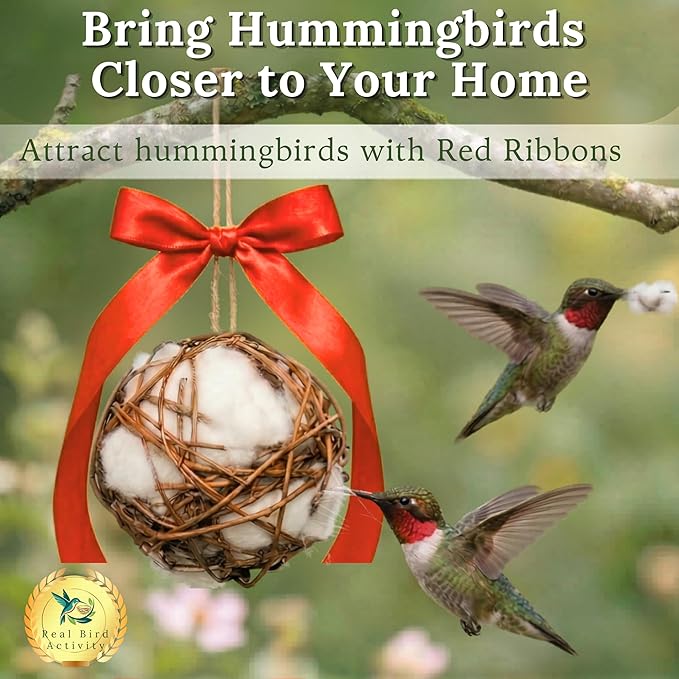 Hummingbird Nesters - Bird Nesting Material Holder for Wild Birds - Humming Bird House Materials Gifts for Bird Watching Nature Lovers - Refillable Outdoor Nesting Station to Build a Nest