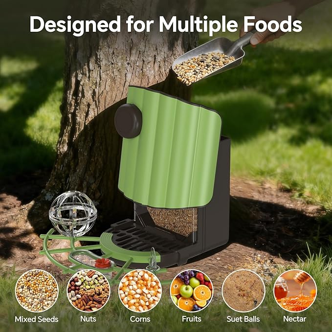 Wild Bird Feeders for Outdoors: 2L Large Capacity Bird Feeder with 4 in 1 Food Tray, Waterproof, Easy Mount, Suitable for Finch, Cardinal, Safflower and Other Birds, Gift for Birdlovers