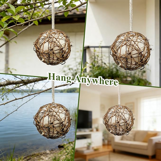 Gute Globe Hummingbird Nesters, Hummingbird Nesting Houses Set of 2, Bird Nesting Materials Holder, Refillable Balls Bird Nesting Station for Outdoor Wild Birds Wrens Finches Parrot (Small)