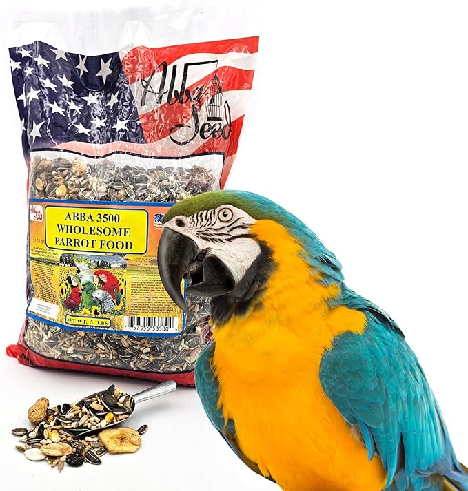 ABBA 3500 Wholesome Parrot Food, Seed Mix, Nuts, Fruits, Veggies, Vitamins - 5 lbs