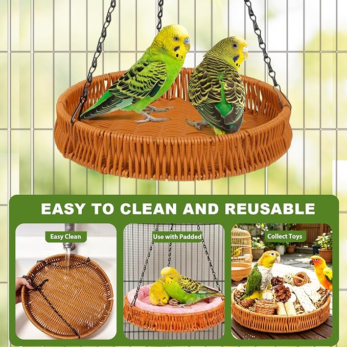 Natural Bird Toys Rattan Bird Foraging Box Parrot Shredding Toys Conure Chewing Toys for Cockatiel Lovebird Parakeet Budgie and Small to Medium Birds (Large)