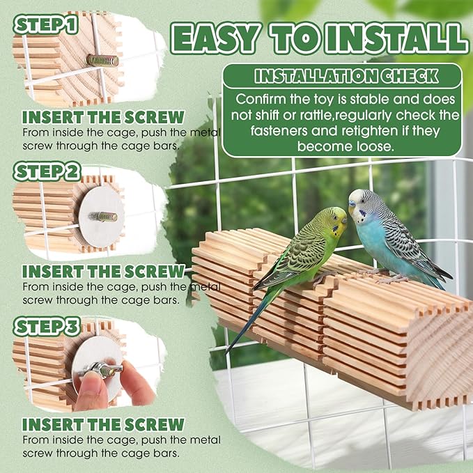 CroBlissful 2 Pcs Wooden Parrot Chew Toys Natural Wooden Bird Foraging Toy Chew Accessories Relieve Boredom and Anxiety, Foraging Toys, for Parakeet, Cockatiel, Conure, Budgie, Lovebird (S)