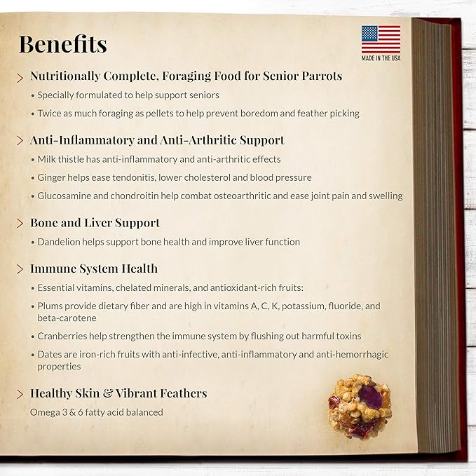 LAFEBER'S Senior Bird Nutri-Berries Pet Bird Food, Made with Non-GMO and Human-Grade Ingredients, for Parrots, 3 lb