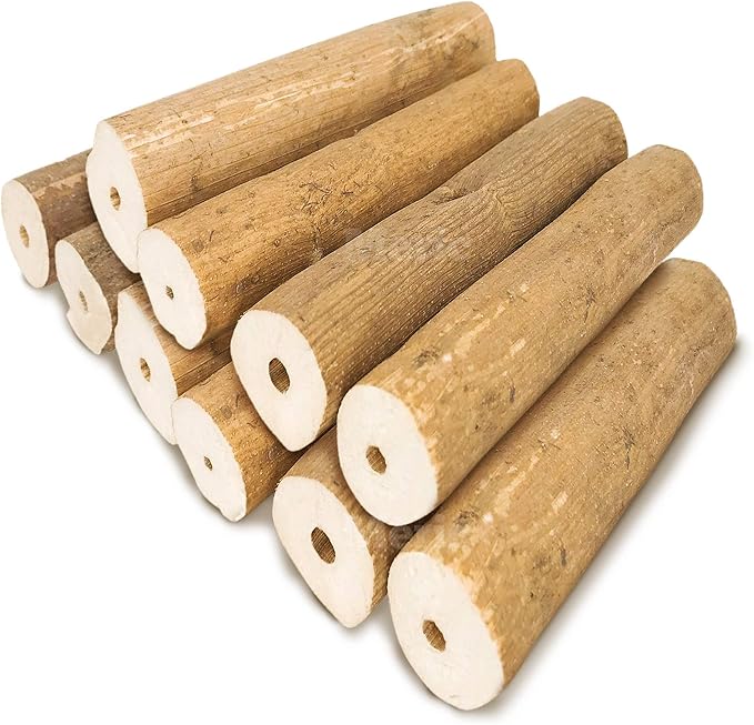 CoCoo Bark Sola Sticks with Skin for Parrots, Cockatiel Chew Forage Toy, Round Wood Foot Exercisers for Budgie, Conures, Beak, and Nails Groomer, Keeps Small Birds Calm, and Physically Fit, 10 Pcs