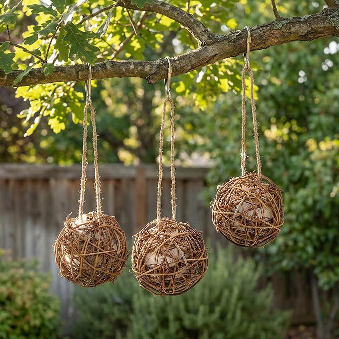 Totority Bird Nesting Material 3pcs, Pre-Filled Roosting Pocket with Soft Cotton, Ready-to-Hang Natural Shelter for Attracting Hummingbirds, Wild Birds to Garden, Yard, Outdoor Courtyard