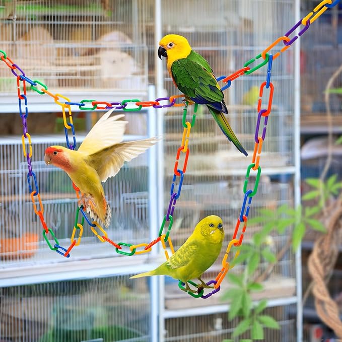 1000 Pieces Plastic C-Clip Hooks Chain Links, Interchangeable Rainbow C-Links Kids Learning Toys for Classroom Preschool, Sugar Glider Swing Climbing Cage Toys for Small Pet Rat Parrot Bird