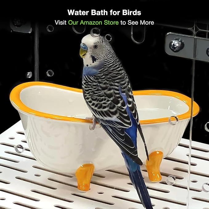 GuineaLoft™ Small Pet Bathtub – Generously-Sized Ceramic Bathtub for Birds' Water Baths or Hamsters' Sand Baths, Also Works as a Food Bowl – Visit the GuineaLoft Store for More
