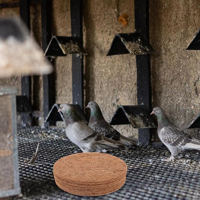 Mipcase Coconut Fiber Pigeon Nest Mat 12 Pack 7.87X7.87 Inch Bird Nesting Pads for Egg Protection and Breeding Comfortable Lightweight Natural Material