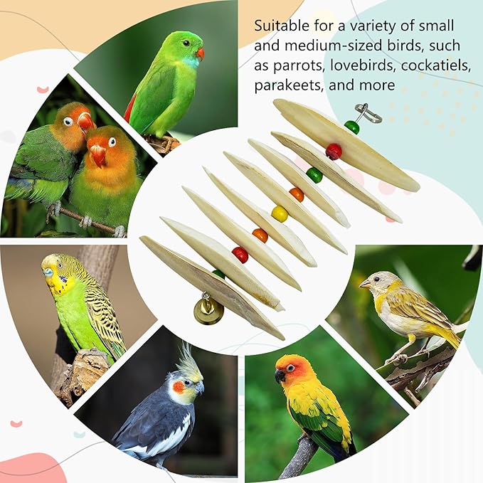 3 Pack Bird Toys with Cuttlebone,Parrot Toy Bird Beak Grinding Stone Parakeet Cage Accessories for Small & Medium Budgies Lovebirds Cockatiels (Flake,8 Per Skewer)