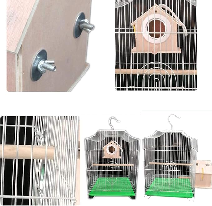 Parakeet Nesting Box, Parrot Wooden House Nesting Box, Bird Breeding Nest Warm Box with Stand Perch, Parrotlets Aviary Cage Budgie Mating Box for Lovebirds, Cockatiel, Budgie, and Small Birds