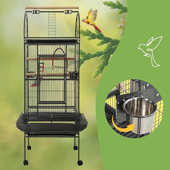 68'' Large Parrot Cage, Large Bird Cages for Parrots,Conure Cage for Birds, Cockatiel Cage with Play Top,Feeders,Slide-Out Tray,Seed Catcher,Birdcage Toys for Cockatoo,African Grey,Lovebird