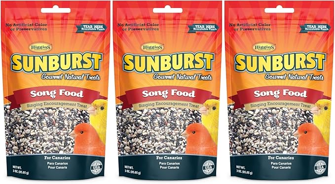Higgins 3 Pack of Sunburst Song Food Singing Encouragement Treats for Canaries, 3 Ounces Each