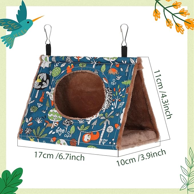 2 Pcs Winter Bird Warm Nest House Bird Bed for Cage, Hanging Hammock, Plush Fluffy Shed Birds Hideaway 6.7 x 3.9 x 4.3 Inch Sleeping Bed Fuzzy for Budgies, Lovebird, Parrot, Parakeets, Cockatiel