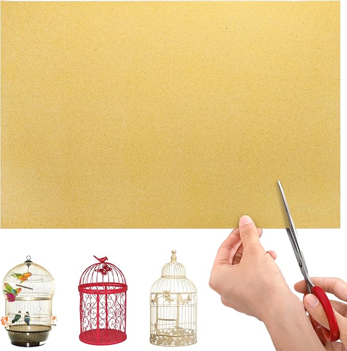 Okllen 50 Pieces Gravel Liner Paper for Bird Cage, 11 x 17 inch Birdcage Liner Pet Bedding Accessories, Parrot Cage Sandpapers