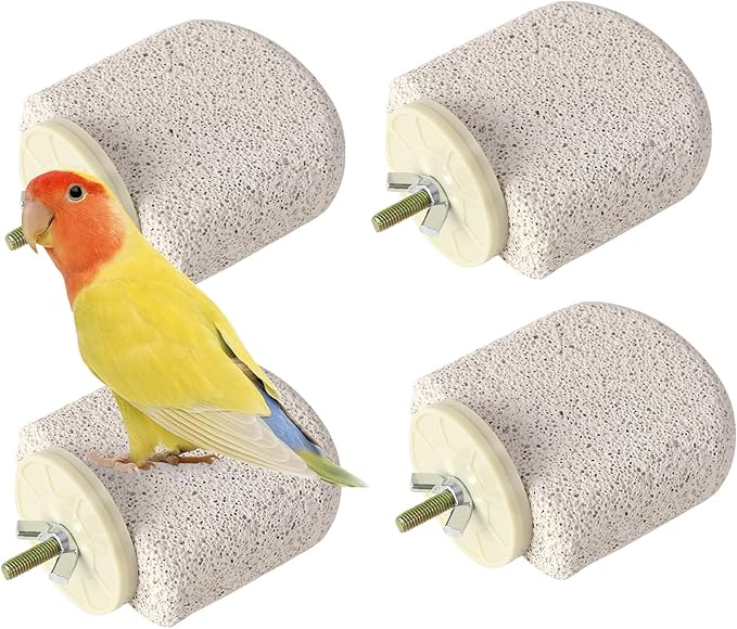 4pcs Bird Perch Stands Foot Claws Trimmer Beak Grinding Stone Parrot Climbing Chewing Toys Cage Accessories for Small Medium Birds Budgies Lovebird Conure (Small)