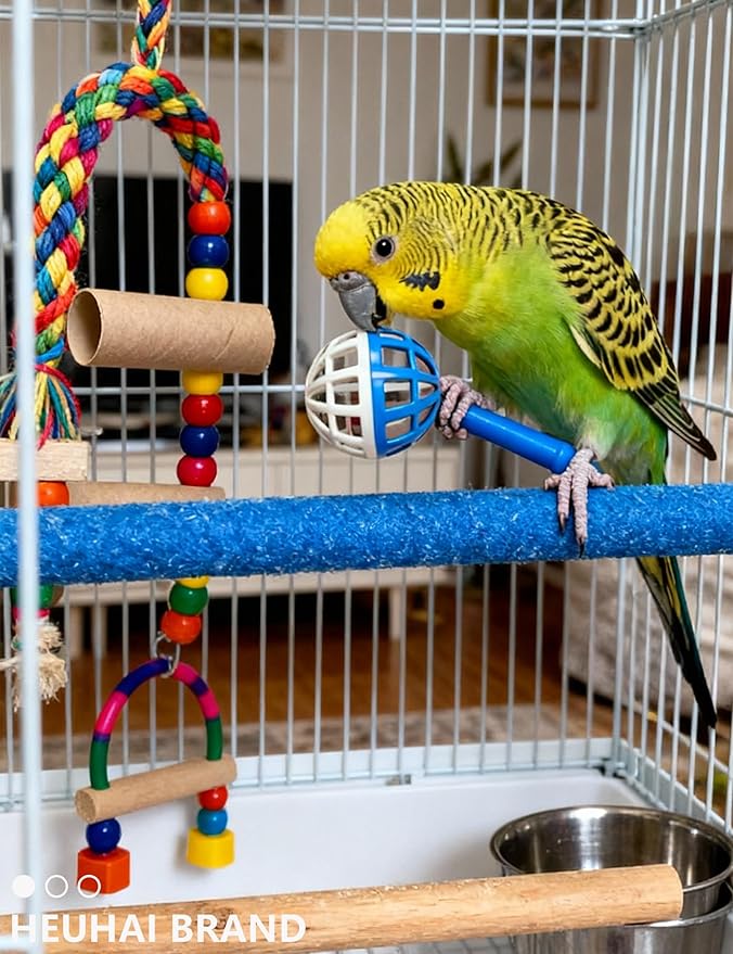 22-Pack Bird Toys for Parakeets & Small Birds – Colorful Cage Fun with Bells & Rattan Balls (1.6'' - 5.5'')