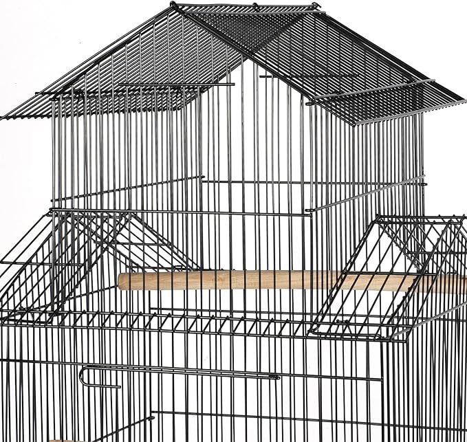 Topeakmart 55'' Triple Roof Top Large Medium Parrot Bird Cage for Cockatiel Conure Green Cheek Parakeet Caique with Removable Stand
