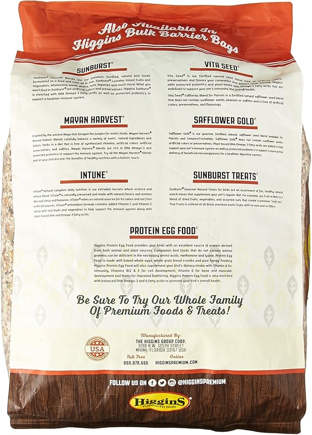 Higgins 466147 Vita California Blend Food For Birds, 25-Pound
