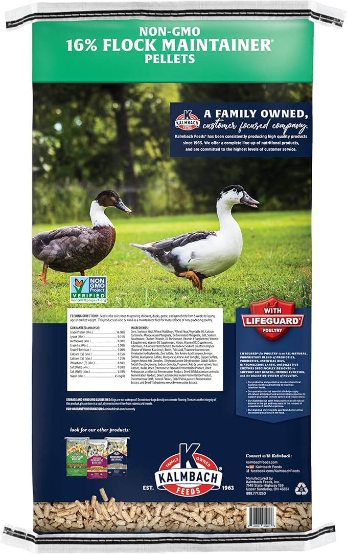 Kalmbach Feeds All Natural Non-GMO Flock Maintainer Pellets for Mixed Flocks of Poultry