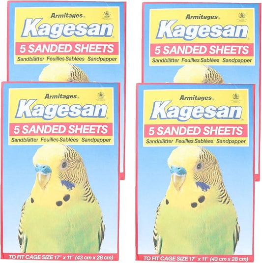 AB Tools 20 Sanded Sheets Sandpaper Cage Lining Budgies Caged Birds 28x43cm