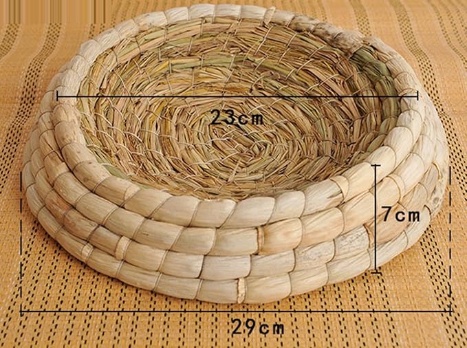 Hypeety Handwoven Straw Bird Nest Cage for Parrot Macaw African Greys Budgies House Hatching Breeding Cave Also for Dove Hamster Gerbil Chinchillas (L)