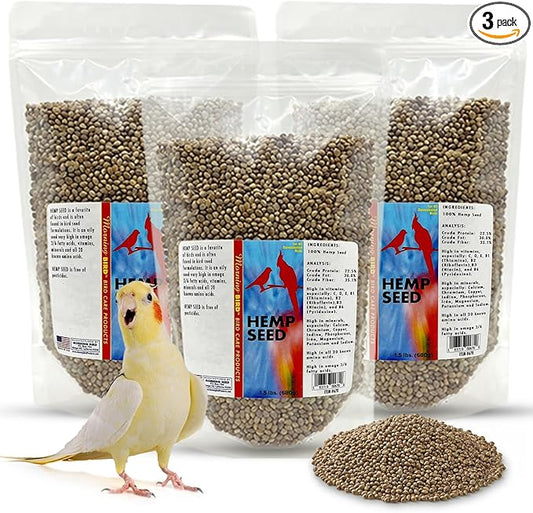 Morning Bird Hemp Seeds 4.5 lbs (3-Pack, 1.5 lbs Each) – High in Natural Protein, Healthy Fats, Omega 3 and 6 Fatty Acids, Delicious Natural Flavor, Supports Feather Growth & Overall Health