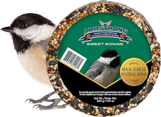 Armstrong Wild Bird Food Royal Jubilee Sweet Songs Granola Stack, 7.05oz – High-Energy Treat with Black Oil Sunflower, Safflower & Nyjer Seeds - Ideal for Granola Stack Feeders