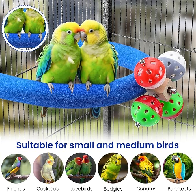 FrgKbTm U Shape Parrot Perch Stand Toy Bird Platform Sand Paw Grinding Clean Stick Exercise Conure Budgie Cockatiel Cage Accessories (Blue-Rotate)