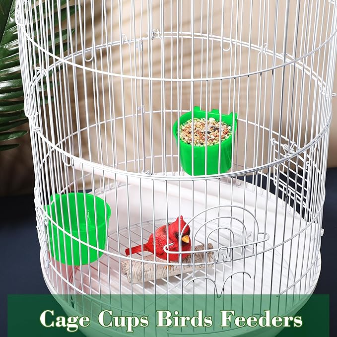 Sumind 60 Pcs Cage Cups Chicken Feeder Birds Hanging Feeders Seed Bowl 8 oz Plastic Water Bowl Hanging Chicken Gamefowl Waterer Feeding Watering Dish Coop Cups for Parrot Parakeet Poultry(Green)