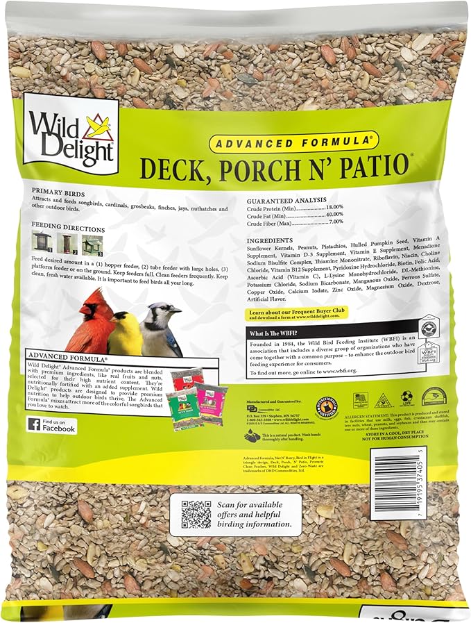 Wild Delight Deck, Porch N' Patio No Waste Bird Food, 5 lb, (374050)